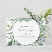 Succulent Greenery | Horizontale sparen de Datum Save The Date (Staand voorkant)