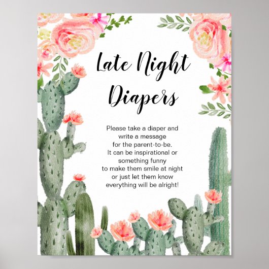 Succulent greenery late night diapers game poster (Voorkant)