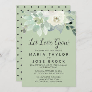 Succulent Greenery Let Love Grow Wedding Kaart