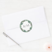 Succulent Greenery | Monogram envelop Ronde Sticker (Envelop)