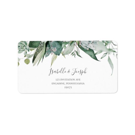 Succulent Greenery | RSVP-Adresetiketten voor brui Etiket (Voorkant)