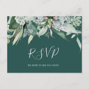Succulent Greenery RSVP-Briefkaart met groen huw Briefkaart