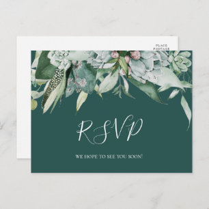 Succulent Greenery   RSVP-kaart voor keuze uit gro Briefkaart