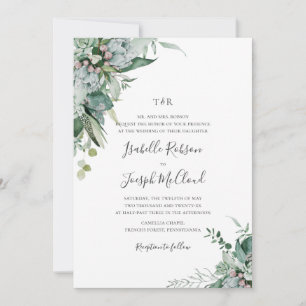 Succulent Greenery Traditioneel monogram huwelij Kaart