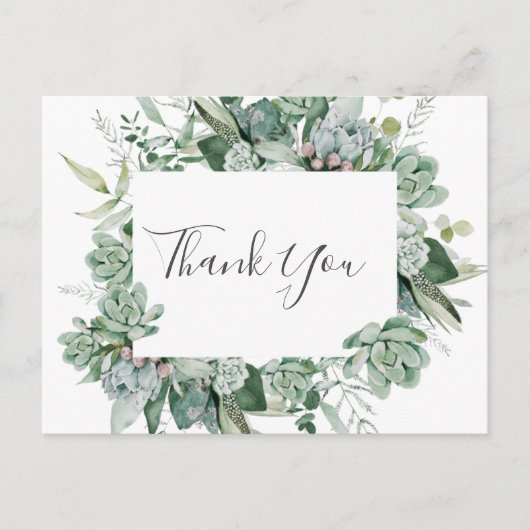 Succulent Greenery | Weddenschap Hartelijk dank Br Briefkaart (Voorkant)