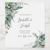 Succulent Greenery | Wijnlabel voor weddenschappen Wijn Etiket (Enkel label)