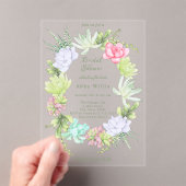 Succulent Greenery Wreath Bridal Shower  Acryl Uitnodigingen (Insitu (Draagbaar))