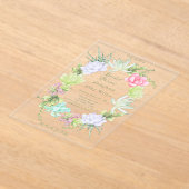 Succulent Greenery Wreath Bridal Shower  Acryl Uitnodigingen (Laagn)