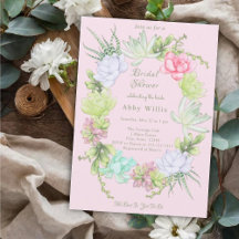 Succulent Greenery Wreath Bridal Shower Invitatio