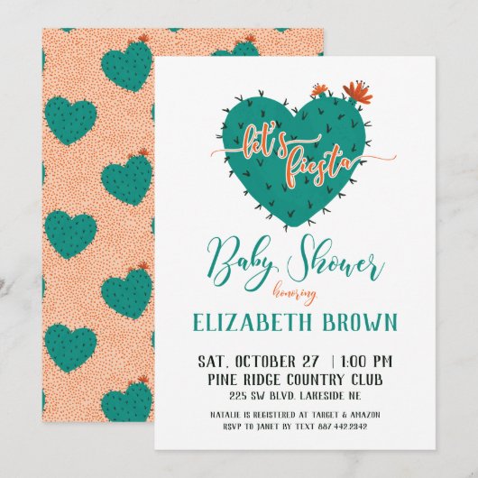 Succulent Heart Fiesta-Baby shower Kaart (Voorkant / Achterkant)