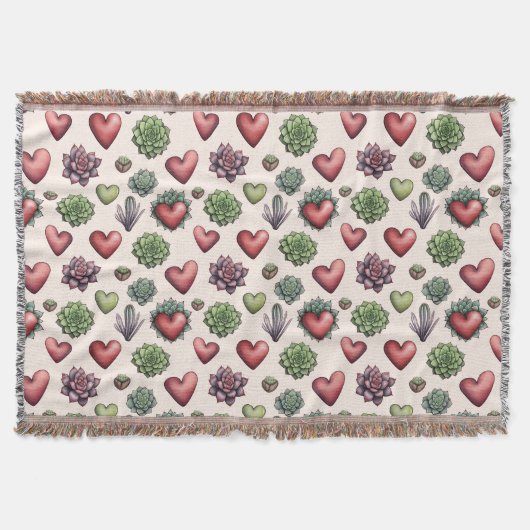 Succulent Heart Waterverf Valentijnsdag Pattern Deken (Voorkant)