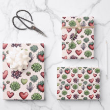 Succulent Heart Waterverf Valentijnsdag Pattern