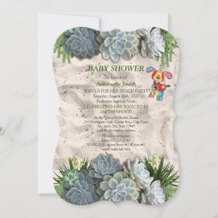 Succulent Hues of Bleek Blues Baby shower Kaart