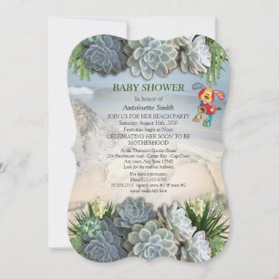 Succulent Hues of Bleek Blues Baby shower Kaart