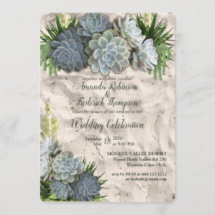 Succulent Hues of Bleek Blues & Wedding Invitation Kaart