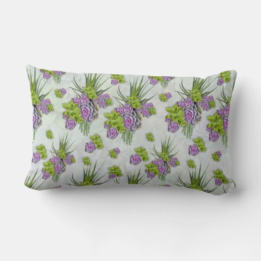 Succulent Hues of Zee Green & Lavender Tangen Pill Kussen (Achterkant)