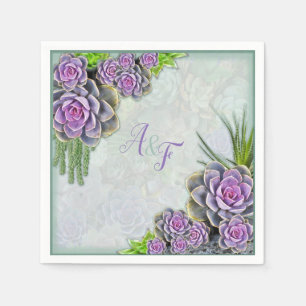 Succulent Hues of Zee Green, Violet Napkins Servet