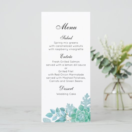 Succulent huwelijksdiner menu. Cactus menu party (Staand voorkant)