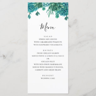 Succulent huwelijksmenu. Zomer diner menu. Cactus Menu