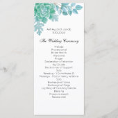 Succulent huwelijksprogramma. Munt cactus ceremoni Programma (Voorkant)