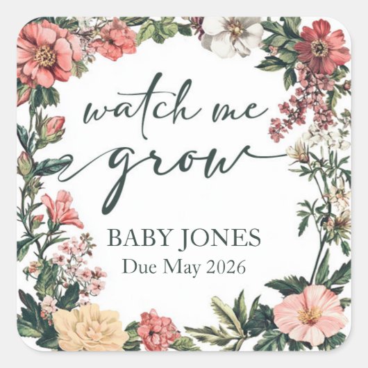 Succulent Kijk me groeien Baby shower gunst Label (Voorkant)