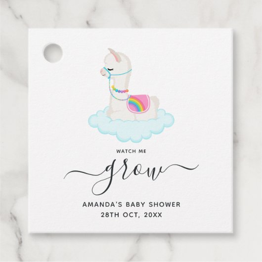 Succulent Llama Heaven Kijk hoe ik Baby shower gro Bedankjes Labels (Voorkant)