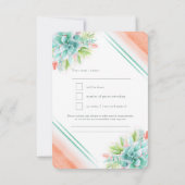Succulent mariage vert orangé RSVP (Dos)
