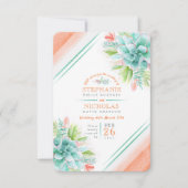 Succulent mariage vert orangé RSVP (Devant)