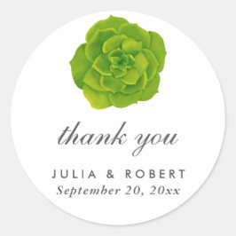 Succulent minimale elegante bruiloft dank u ronde sticker