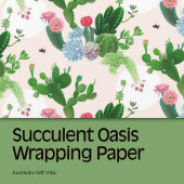 Succulent Oasis Wrapping Paper Sheets