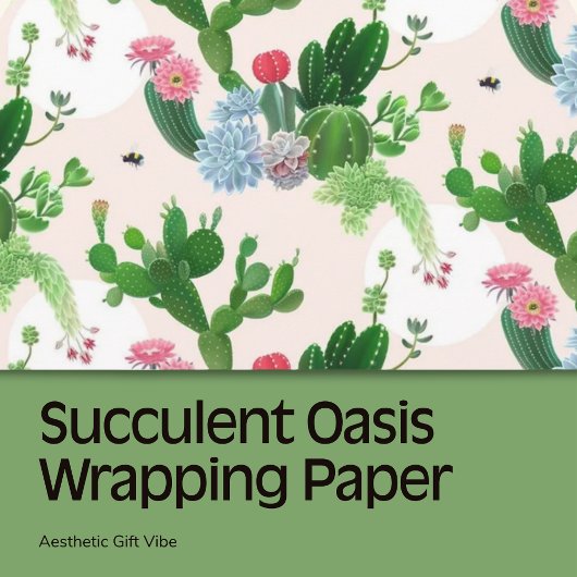 Succulent Oasis Wrapping Paper Sheets