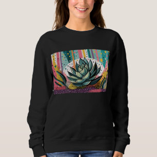 Succulent plant met kleurrijke stippen trui