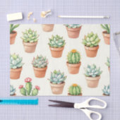 Succulent Plants Seamless Pattern Terracotta Pots Tissuepapier (Craft)