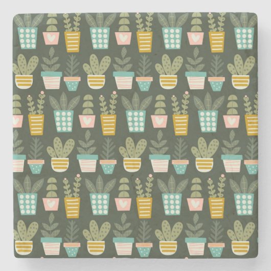 Succulent Plants Stenen Onderzetter (Voorkant)