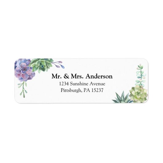 Succulent Return Address Etiket (Voorkant)