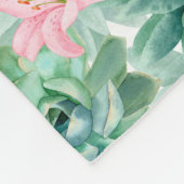 Succulent roze lelie botanisch bloemmotief fleece deken (Hoek)