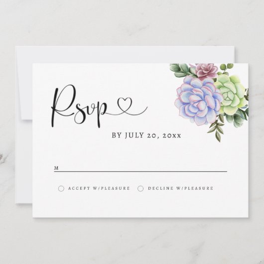 Succulent RSVP Card Save The Date (Voorkant)