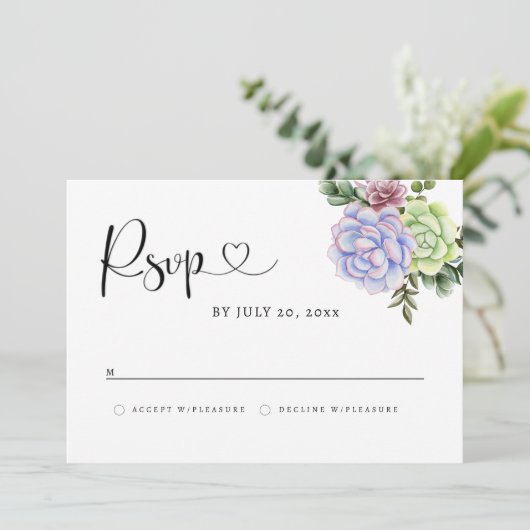 Succulent RSVP Card Save The Date (Staand voorkant)