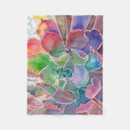Succulent Ruffled Echeveria Fleece Blanket