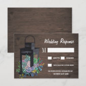 Succulent Rustieke Houten Lantaarn Bruiloft RSVP K Kaartje (Voorkant / Achterkant)