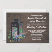 Succulent Rustique Lanterne de bois Invitations de (Devant)