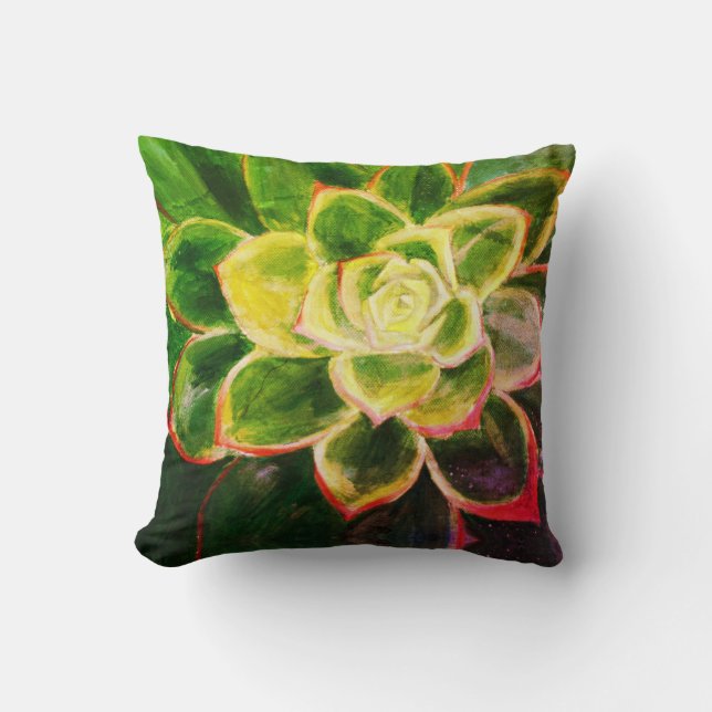 Succulent Schilderen Gooi Kussen (Voorkant)