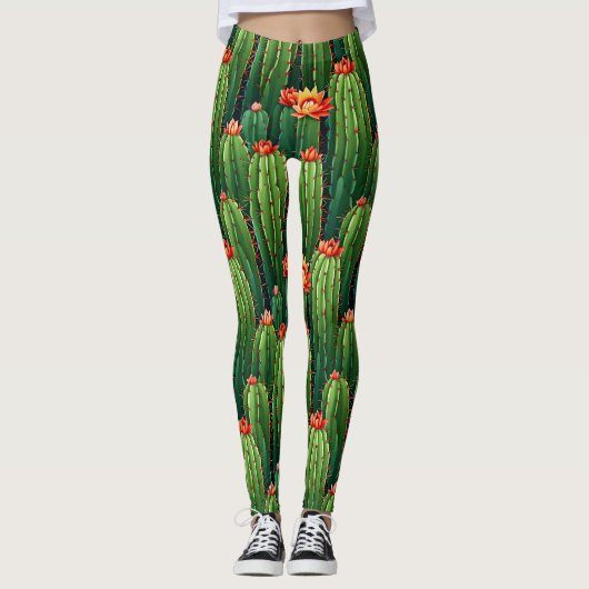 Succulent Style Trendy Cactus Leggings (Voorkant)