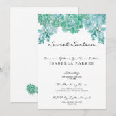 Succulent Sweet Sixteen Uitnodiging (Voorkant / Achterkant)