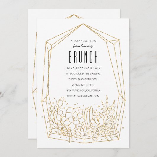 Succulent Terrarium Brunch/partijuitnodiging Kaart (Voorkant / Achterkant)