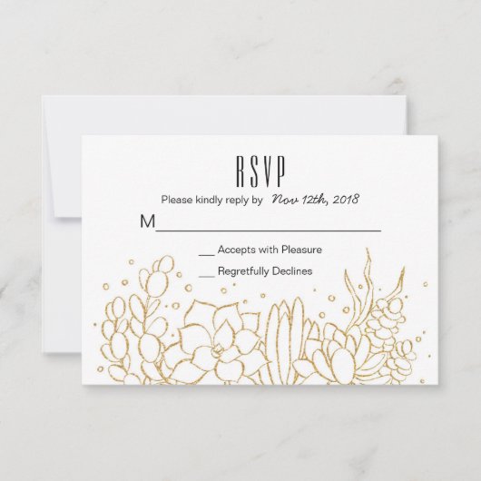 Succulent Terrarium Mariage Carte RSVP (Devant)