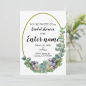 Succulent thema bruids douche uitnodiging (Staand voorkant)