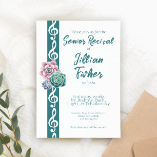 Succulent Treble Clef Theme Senior Muziek Overwegi Kaart