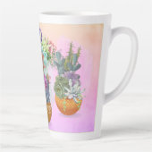 Succulent Trio op roze Mok met hoge latte (Rechts)