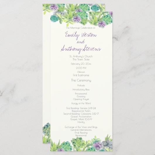 Succulent Tuin Huwelijksprogramma Programma (Voorkant / Achterkant)